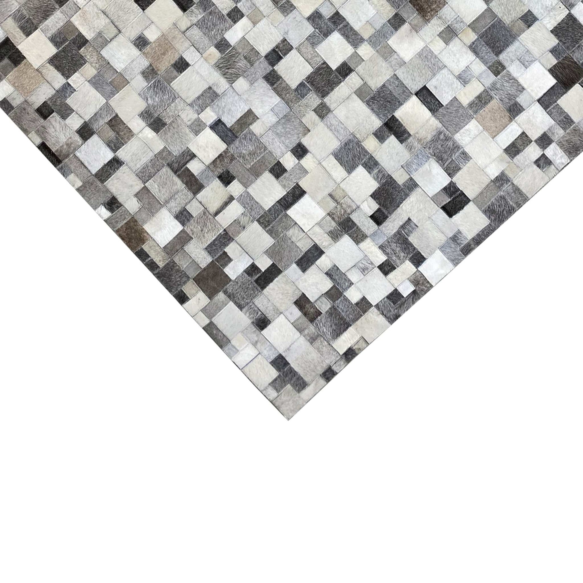 Premium Kalbsleder Teppich 228x161 cm – Moderner Geometrischer Stil - German Carpet Shop