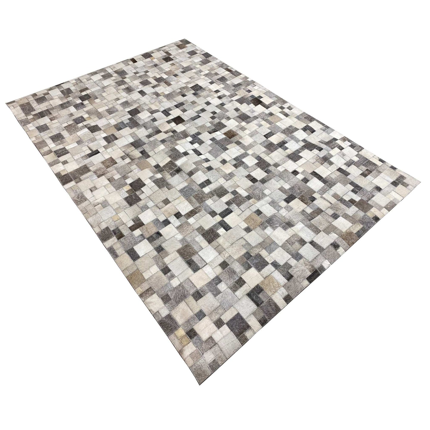 Premium Kalbsleder Teppich 228x161 cm – Moderner Geometrischer Stil - German Carpet Shop