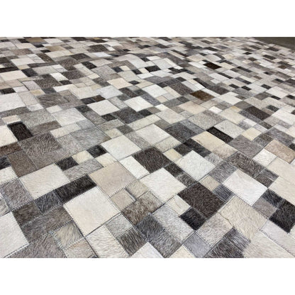 Premium Kalbsleder Teppich 228x161 cm – Moderner Geometrischer Stil - German Carpet Shop