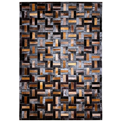 Handgefertigter Kalbsleder-Teppich – 249x160 cm – Modernes Geometrisches Muster - German Carpet Shop