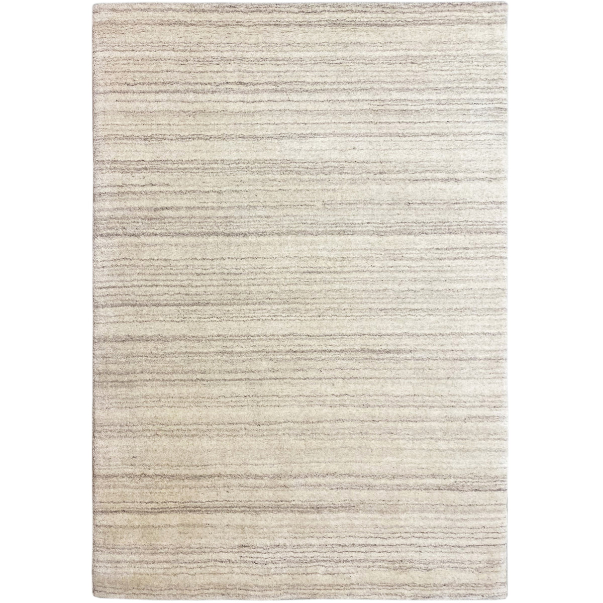 Gabbeh-Loom-Teppich mit feinen horizontalen Streifen, hellbeige, rechteckige Form