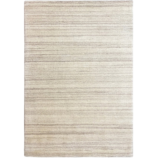 Gabbeh-Loom-Teppich mit feinen horizontalen Streifen, hellbeige, rechteckige Form