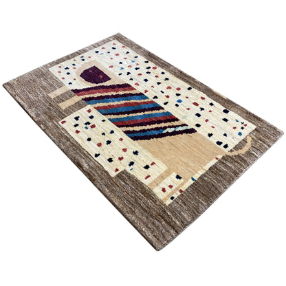 Löwen Gabbeh Teppich 119x81 cm - German Carpet Shop