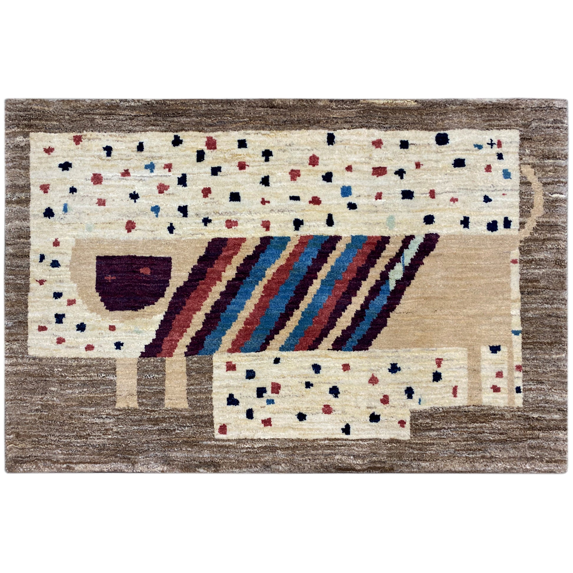 Löwen Gabbeh Teppich 119x81 cm - German Carpet Shop