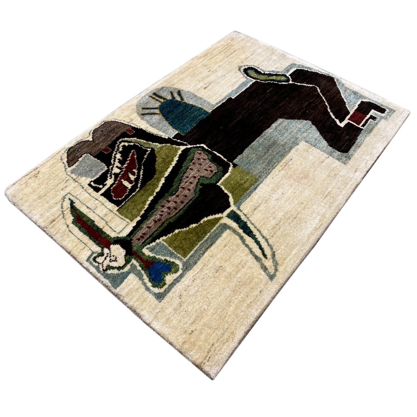 Löwen Gabbeh Teppich 117x80 cm - German Carpet Shop