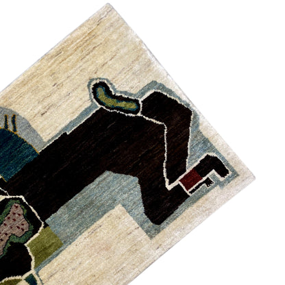 Löwen Gabbeh Teppich 117x80 cm - German Carpet Shop