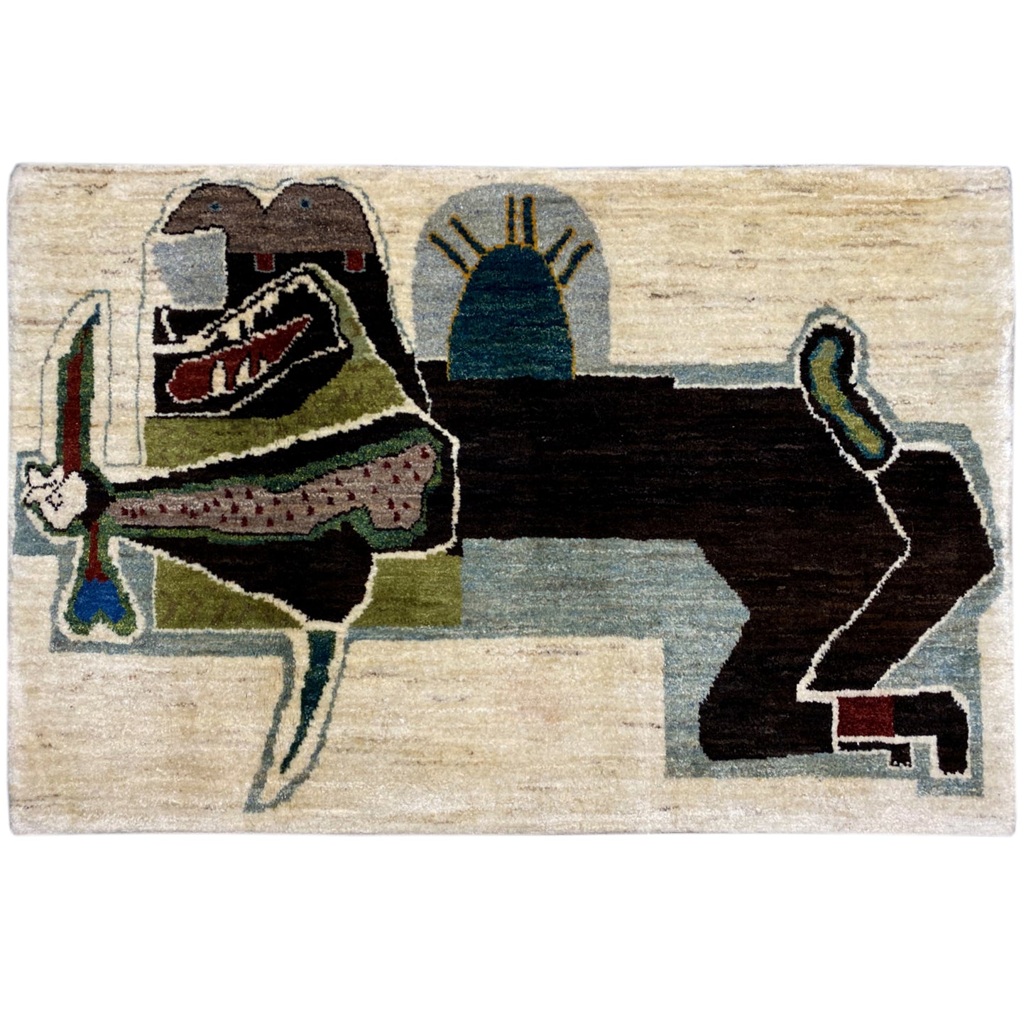 Löwen Gabbeh Teppich 117x80 cm - German Carpet Shop