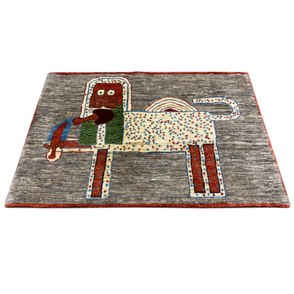 Löwen Gabbeh Teppich 117x79 cm - German Carpet Shop