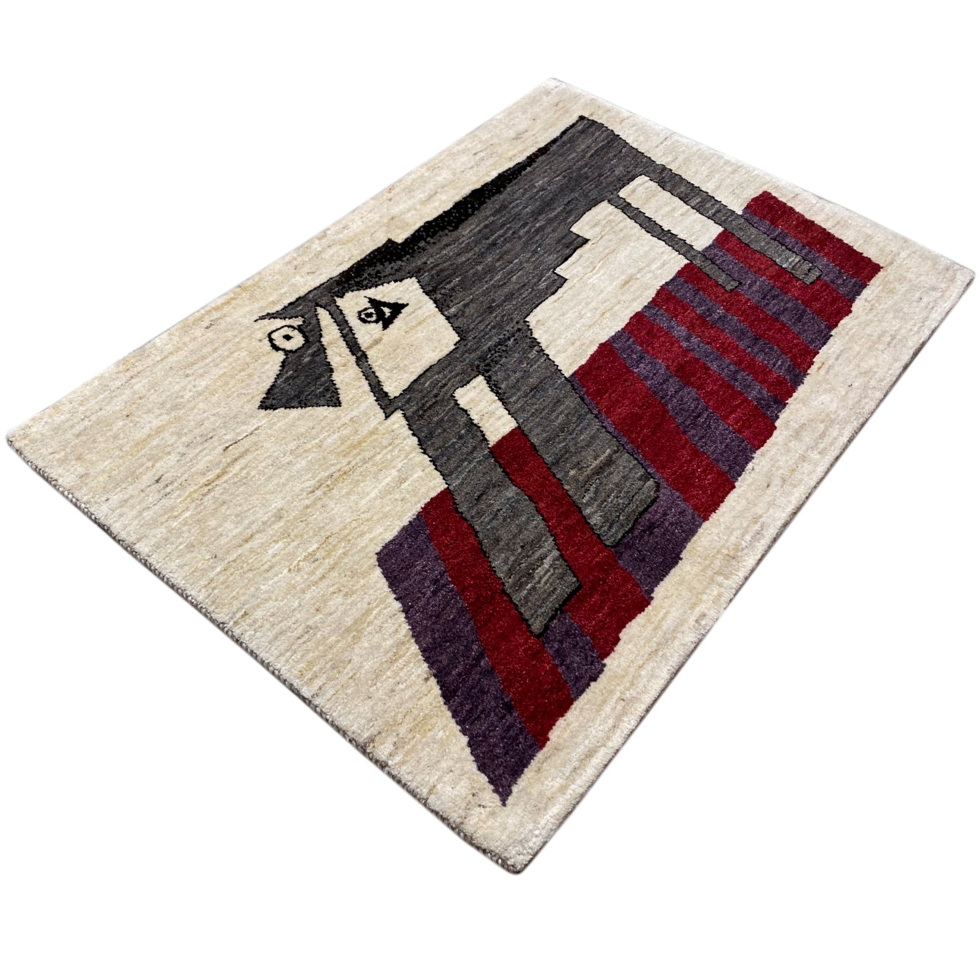 Beiger Gabbeh Teppich 118x80 cm - German Carpet Shop