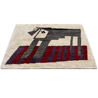 Beiger Gabbeh Teppich 118x80 cm - German Carpet Shop