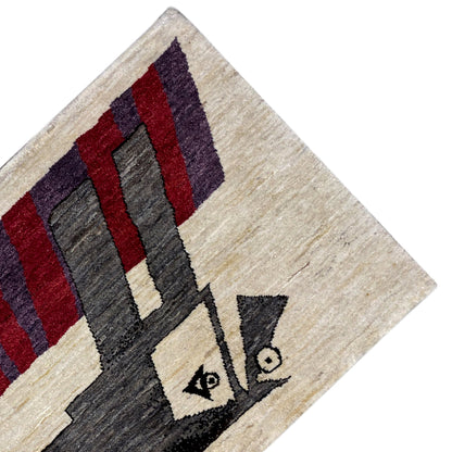 Beiger Gabbeh Teppich 118x80 cm - German Carpet Shop