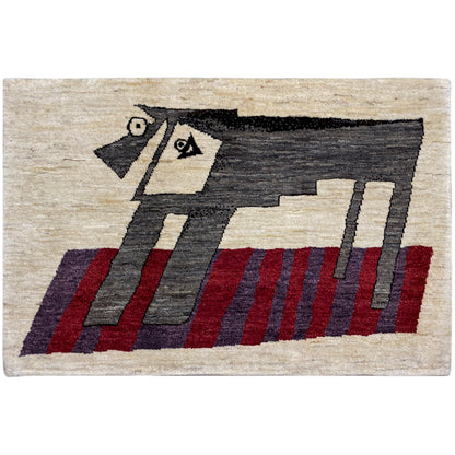 Beiger Gabbeh Teppich 118x80 cm - German Carpet Shop