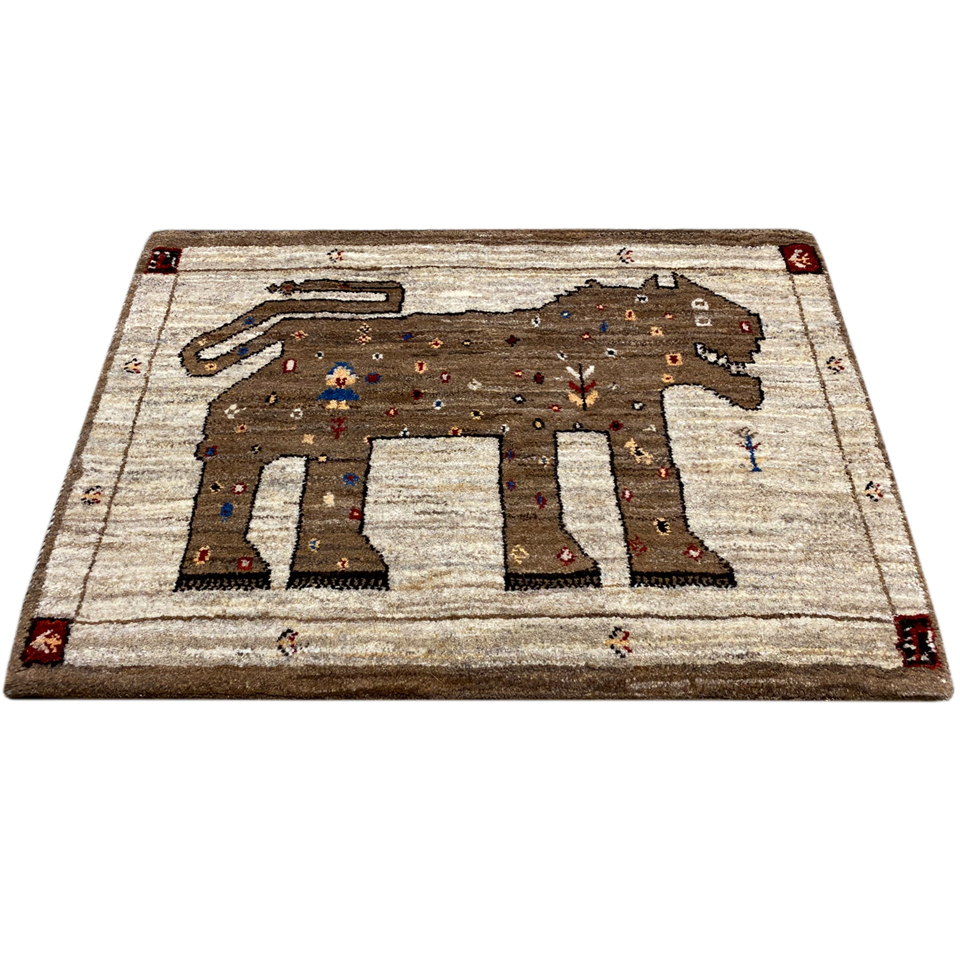 Löwen Gabbeh Teppich 88x62 cm - German Carpet Shop