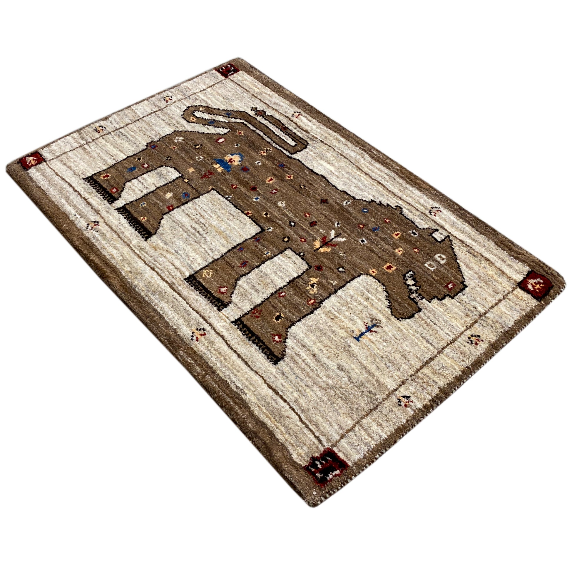 Löwen Gabbeh Teppich 88x62 cm - German Carpet Shop