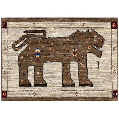 Löwen Gabbeh Teppich 88x62 cm - German Carpet Shop