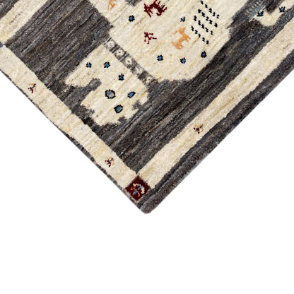 Grauer Löwen Gabbeh Teppich 89x60 cm - German Carpet Shop