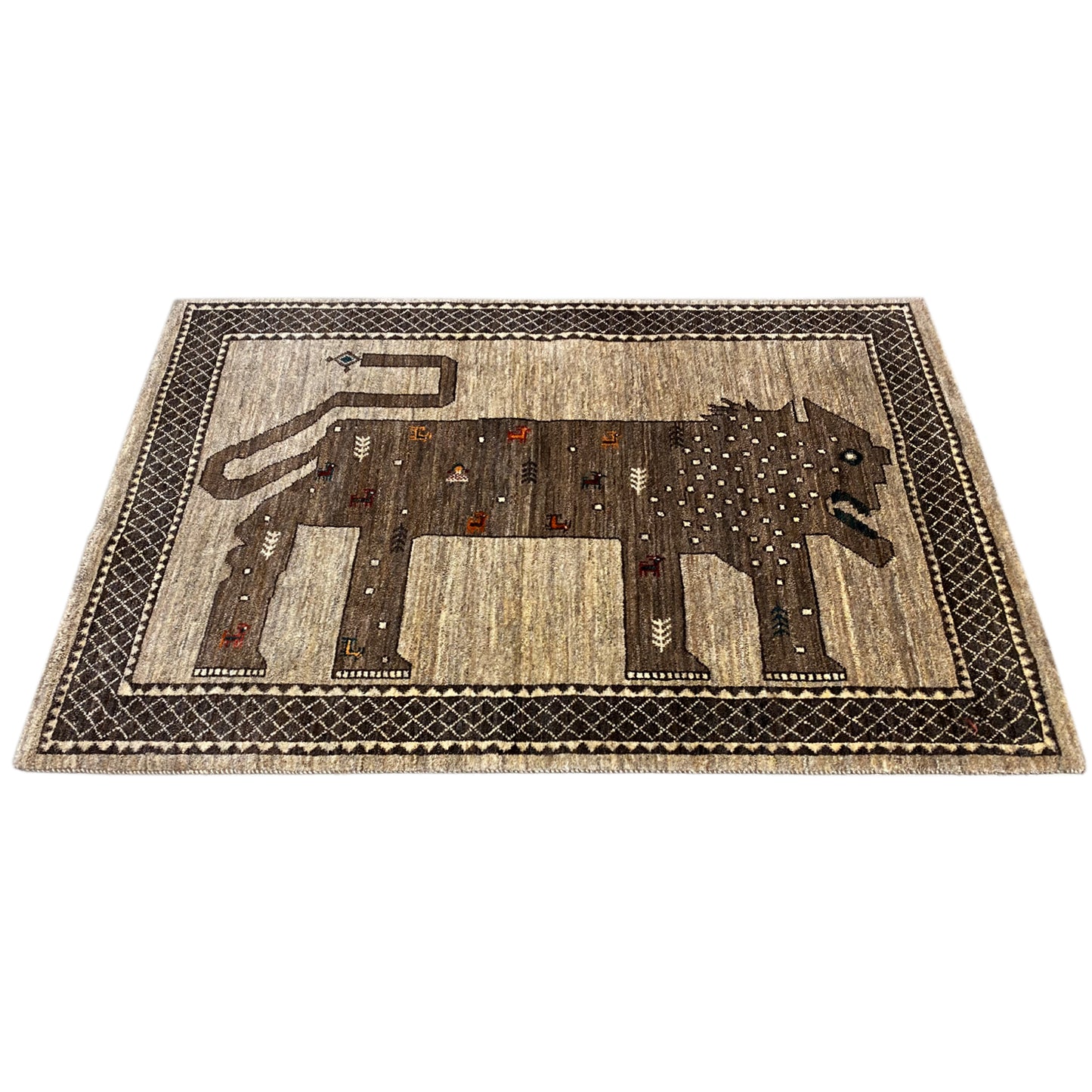 Löwen Gabbeh Teppich 170x110 cm - German Carpet Shop