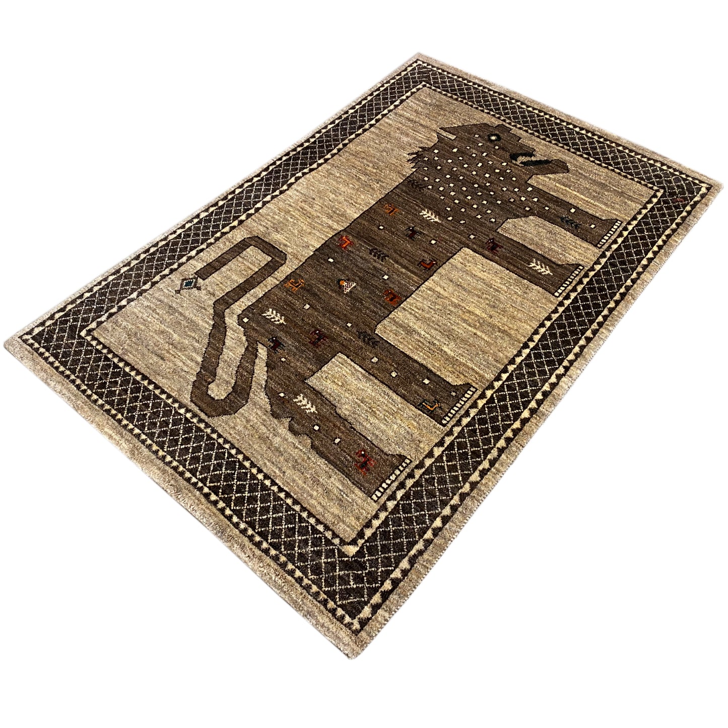 Löwen Gabbeh Teppich 170x110 cm - German Carpet Shop