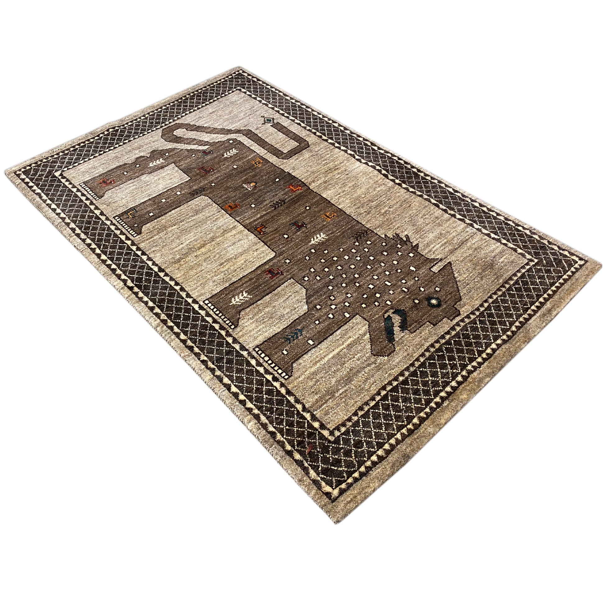 Löwen Gabbeh Teppich 170x110 cm - German Carpet Shop