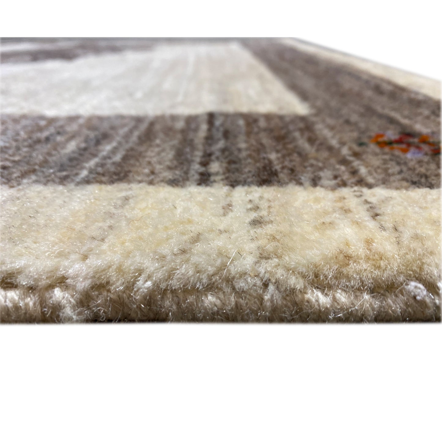 Beiger Gabbeh Teppich Löwe 137x87 cm - German Carpet Shop