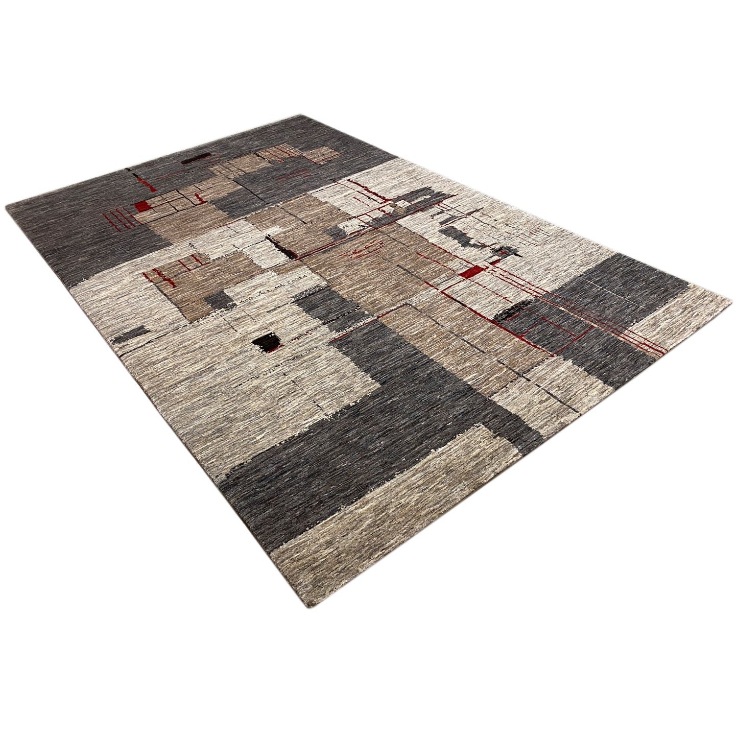 Grauer Luri Gabbeh Abstrakt 305x196 cm - German Carpet Shop