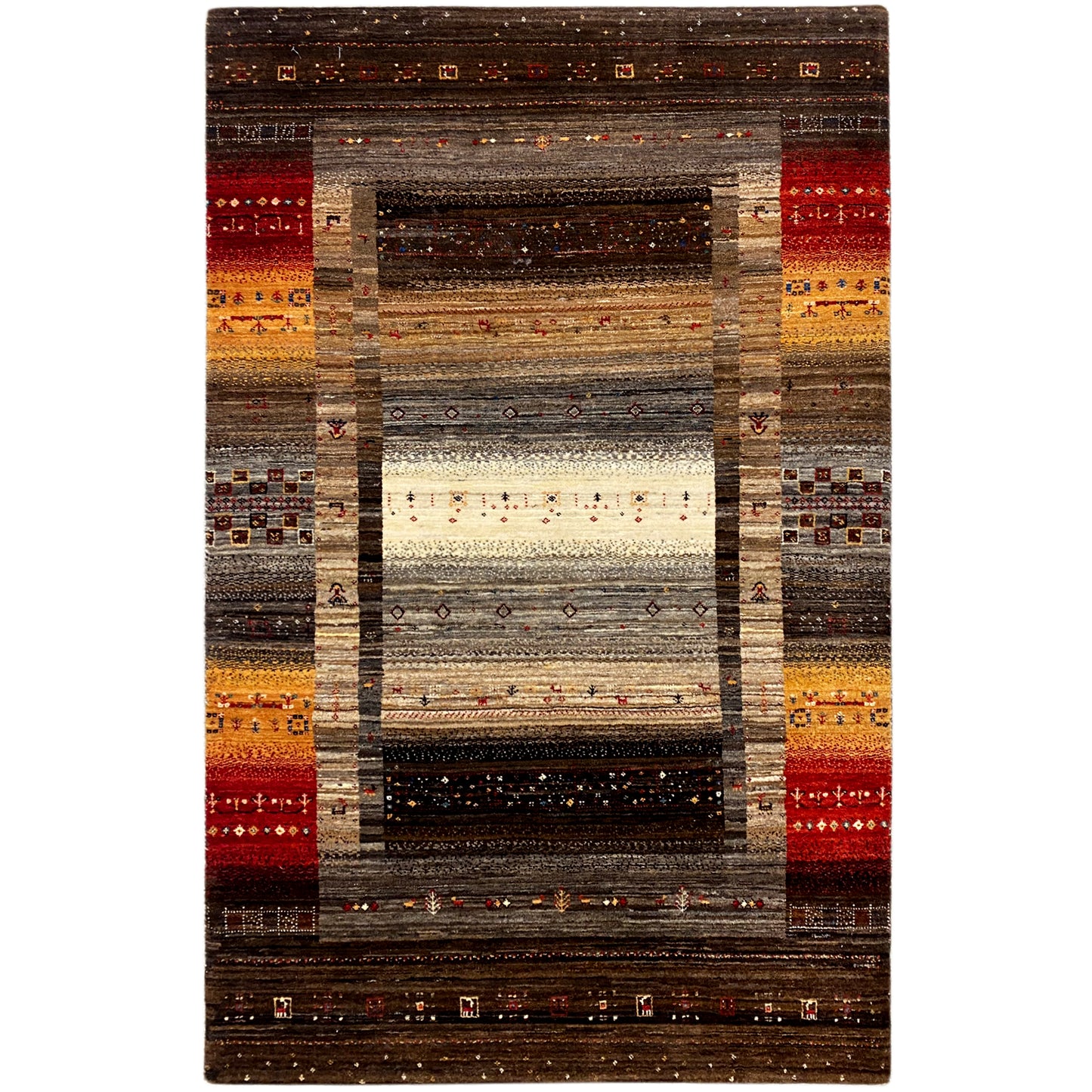  Luri Teppich Braun Multi 182x118cm - Premium Gabbeh Luri Teppich from German Carpet Shop - Just €1343! Shop now at German Carpet Shop