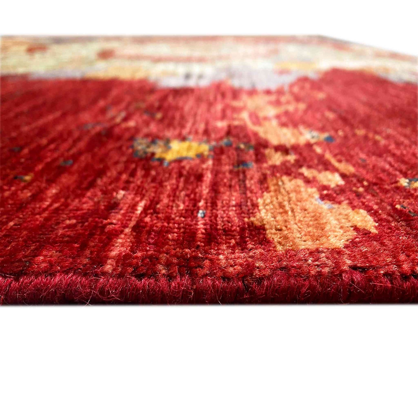Mamluk Handgeknüpfter Teppich Rot Grün 237x176 cm - German Carpet Shop