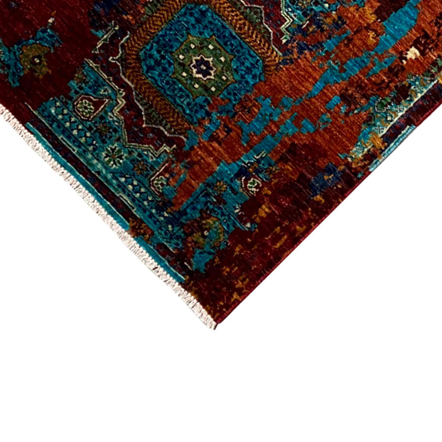 Mamluk Läufer Teppich, Türkis/Mehrfarbig, 252x84 cm - German Carpet Shop