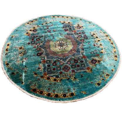 Handgeknüpfter runder Mamluk Teppich 200x198 cm - German Carpet Shop
