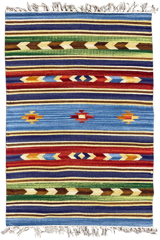 Mehrfarbiger Moderner Kelim Teppich - Samak (60x90 cm) - German Carpet Shop