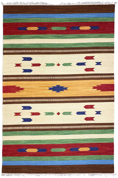 Mehrfarbiger Moderner Kelim Teppich - Samak AKE 1207 - German Carpet Shop