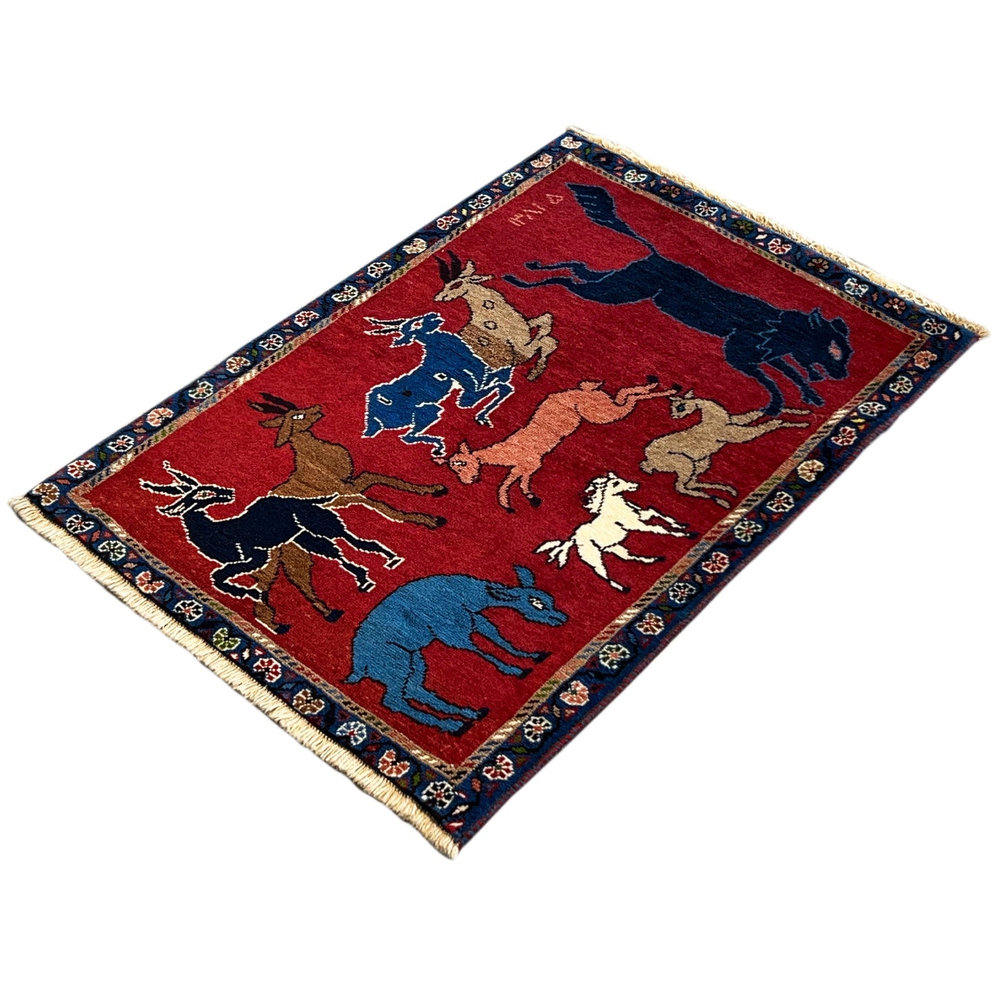  Hamedan Poshti Teppich Wolle 92x60 cm - Premium Hamedan-Poshti Teppiche from German Carpet Shop - Just €0! Shop now at German Carpet Shop