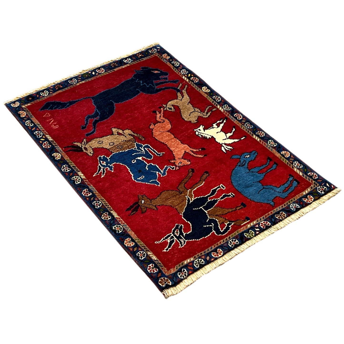  Hamedan Poshti Teppich Wolle 92x60 cm - Premium Hamedan-Poshti Teppiche from German Carpet Shop - Just €0! Shop now at German Carpet Shop