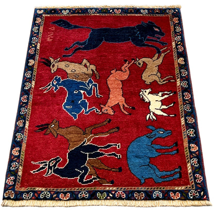  Hamedan Poshti Teppich Wolle 92x60 cm - Premium Hamedan-Poshti Teppiche from German Carpet Shop - Just €0! Shop now at German Carpet Shop