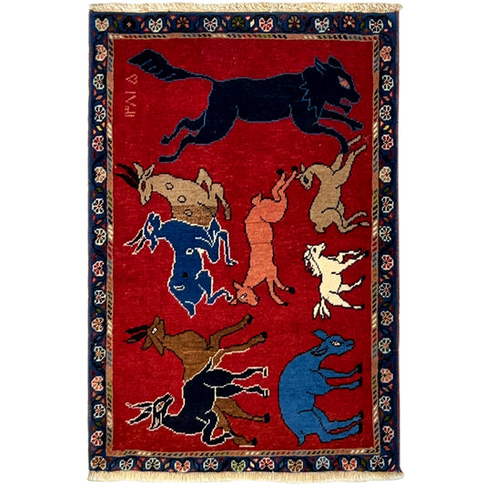  Hamedan Poshti Teppich Wolle 92x60 cm - Premium Hamedan-Poshti Teppiche from German Carpet Shop - Just €0! Shop now at German Carpet Shop