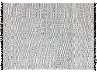 Kelim-Dhurrie-Teppich 160x230 cm, Rauten-Design in hellbeige mit dunklen Fransen