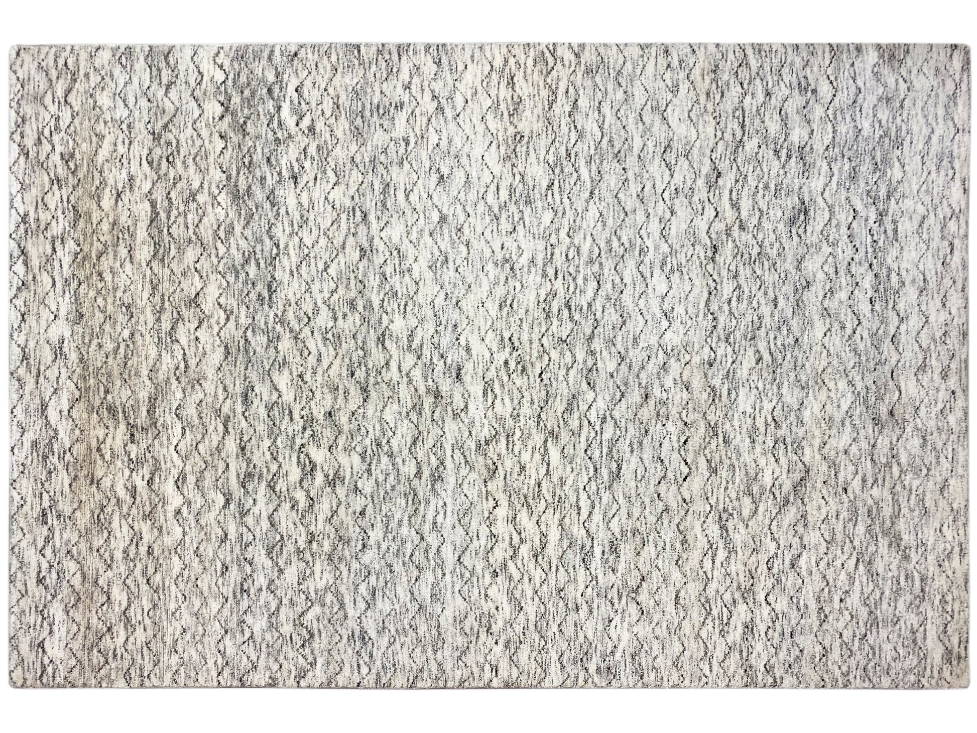 Grauer Wollteppich im Berber Stil mit minimalistischem Ethno-Design