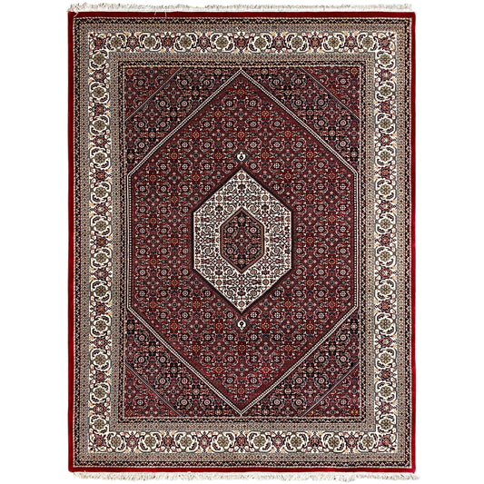 Handgeknüpfter Bidjar Teppich aus Wolle rot creme 244x173 cm