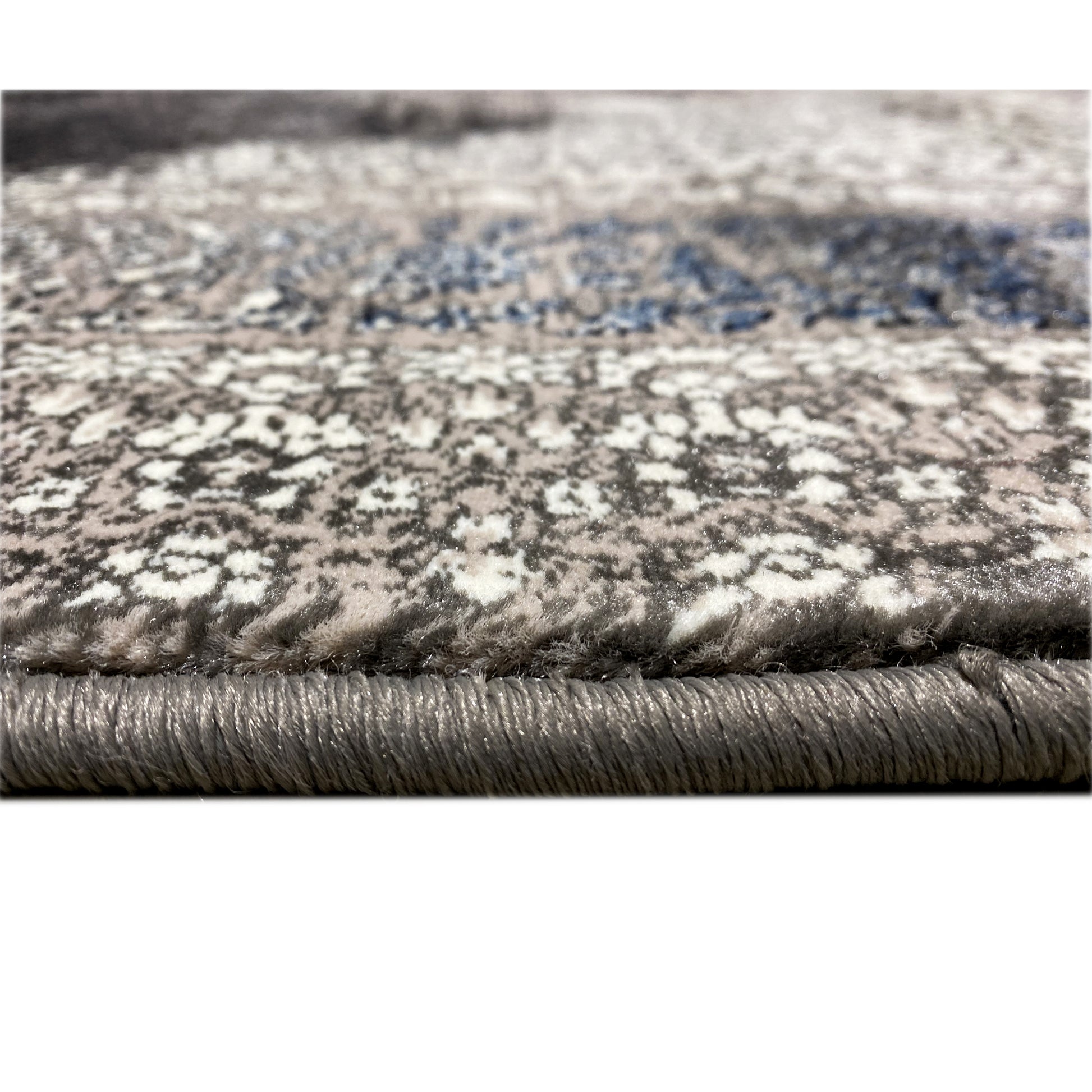 Polypropylen Teppich Amsterdam Medaillon Design Schwarz Blau 160x230

