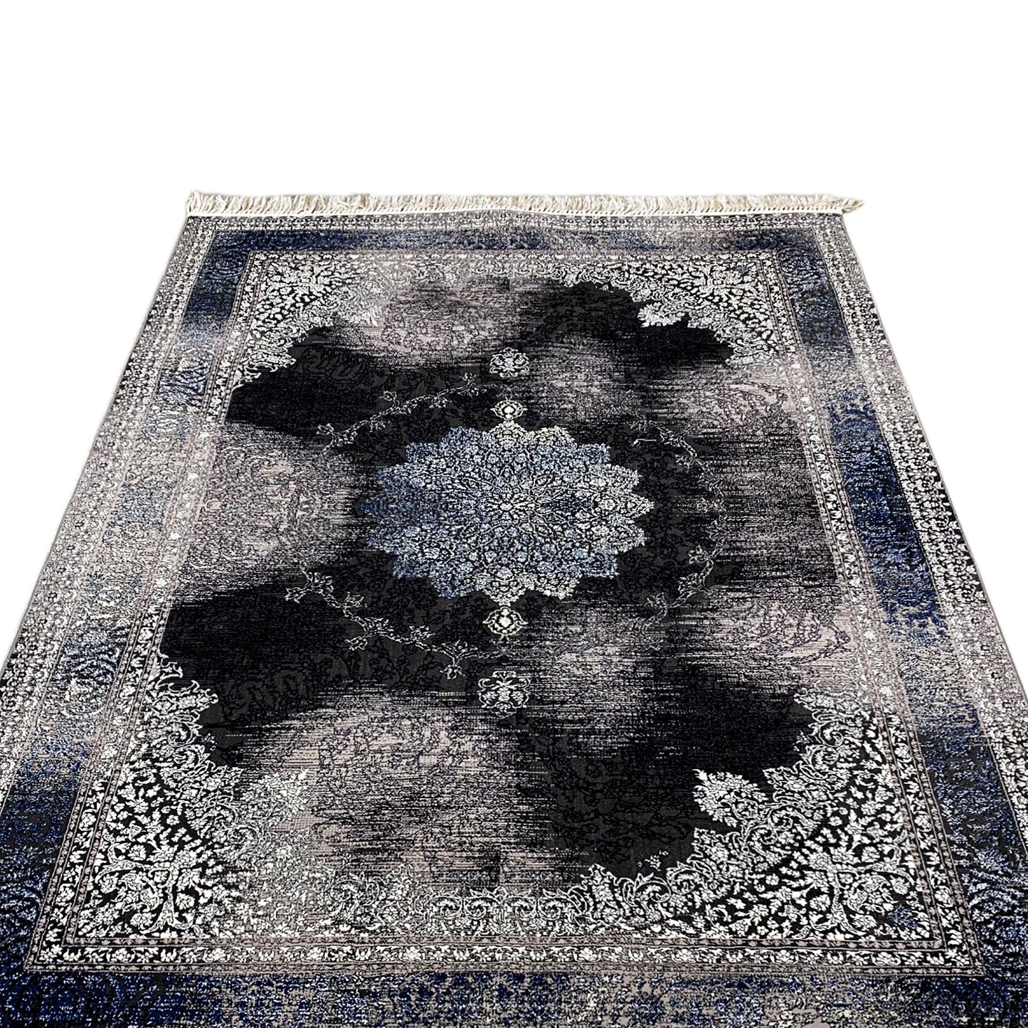 Maschinell gewebter Teppich Amsterdam Schwarz Blau 160x230 klassisch

