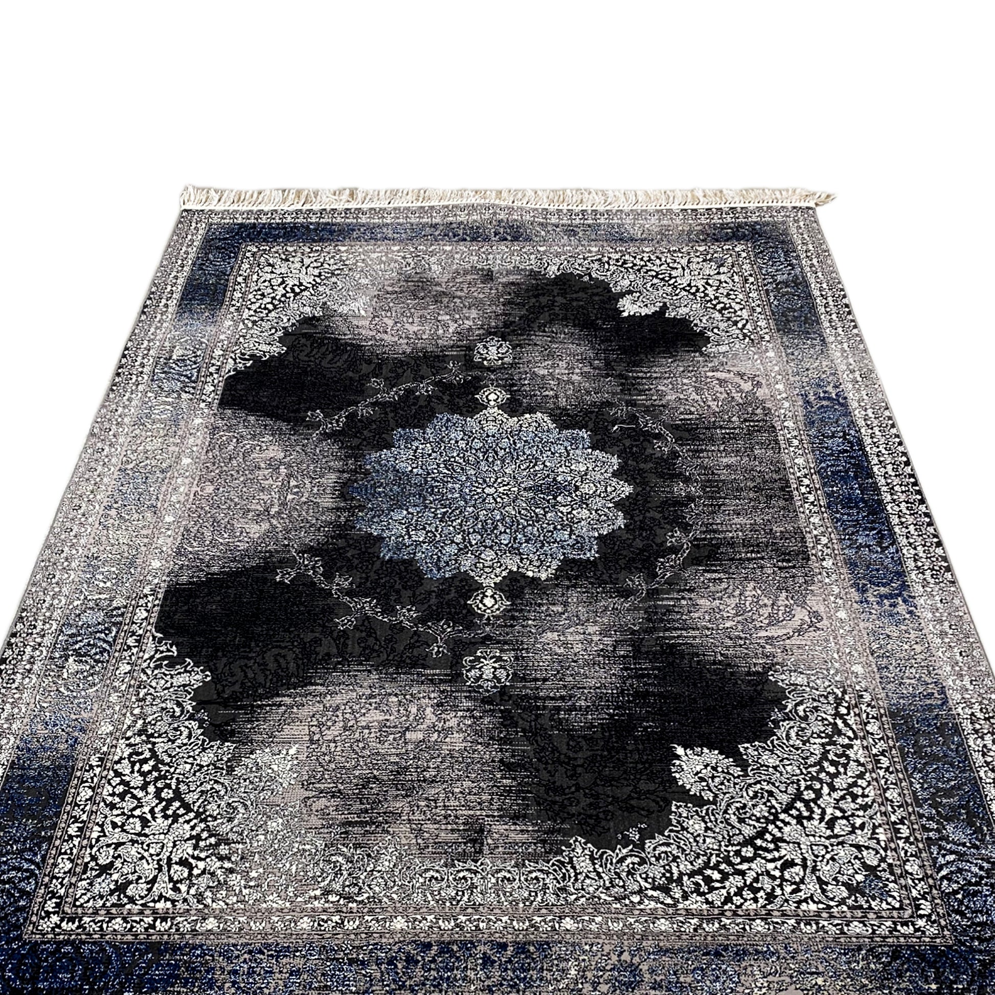 Maschinell gewebter Teppich Amsterdam Schwarz Blau 160x230 klassisch

