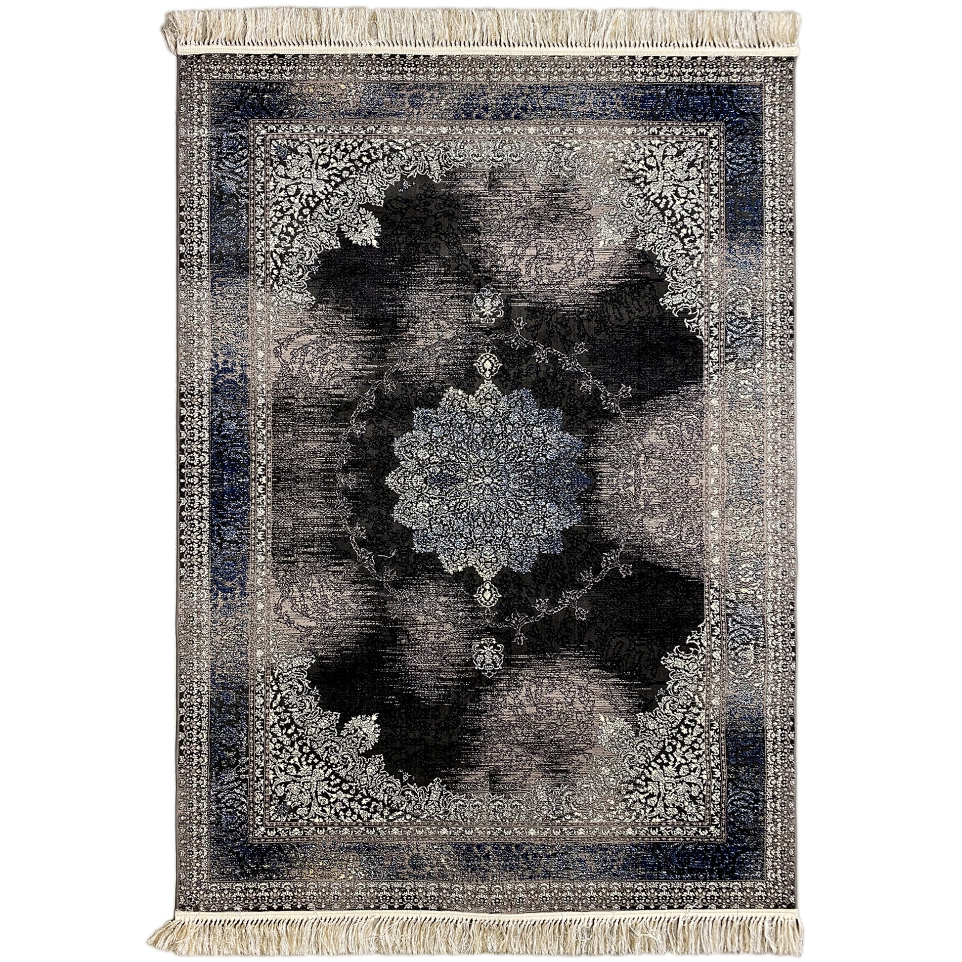 Amsterdam Orientteppich Polypropylen Schwarz Blau 160x230 Wohnzimmer

