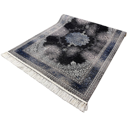 Amsterdam gewebter Teppich Schwarz Blau 160x230 rechteckig

