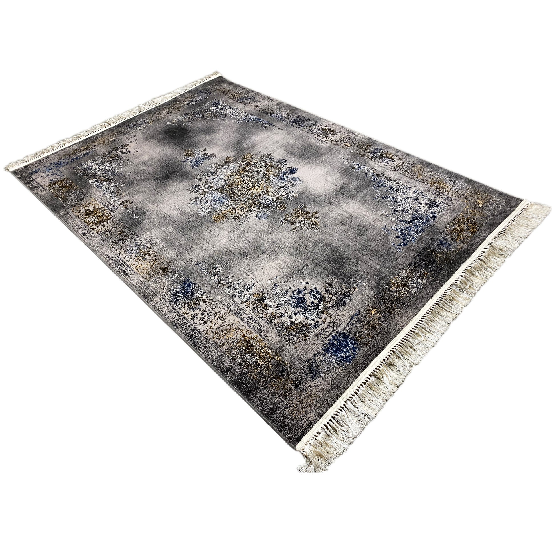 Prag Teppich klassisch floral Schwarz Gold 160x230 Schlafzimmer

