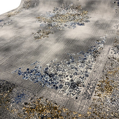 Gewebter Teppich Prag klassisch Schwarz Gold 160x230 langlebig

