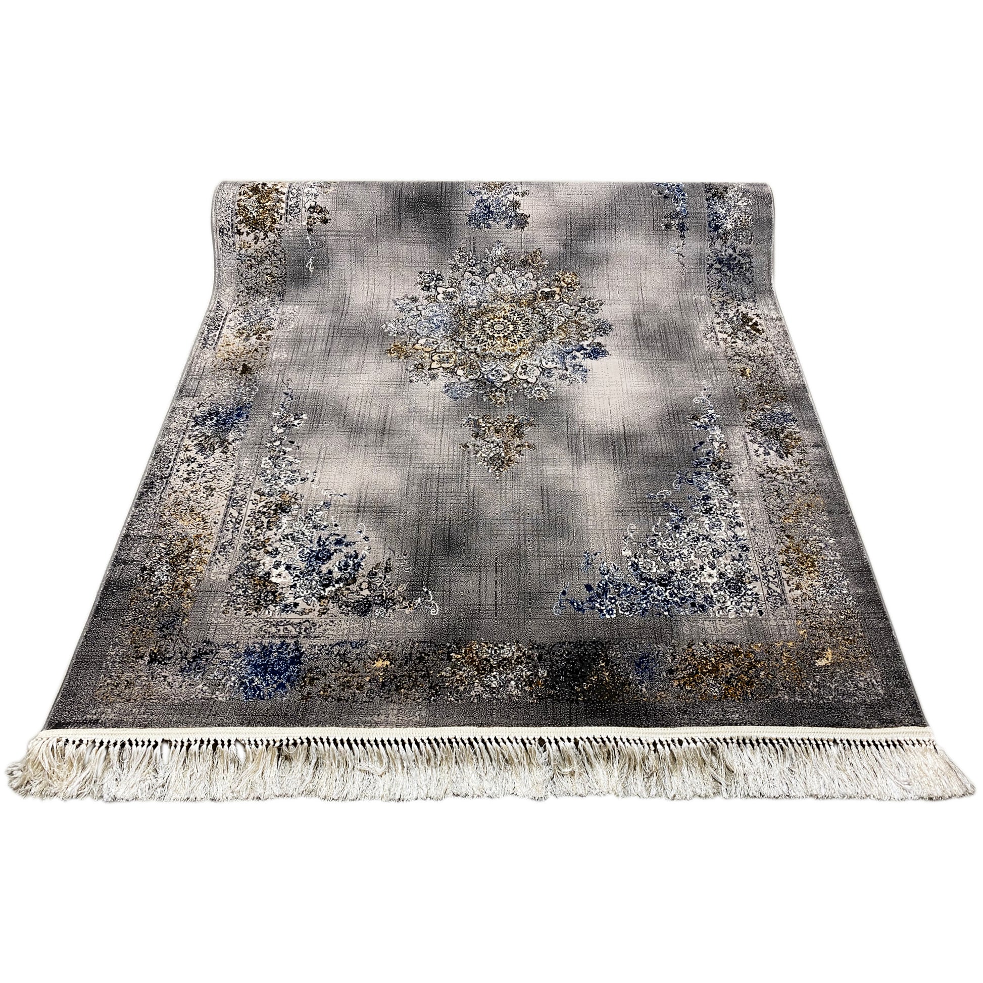 Prag gewebter Teppich Schwarz Gold 160x230 rechteckig

