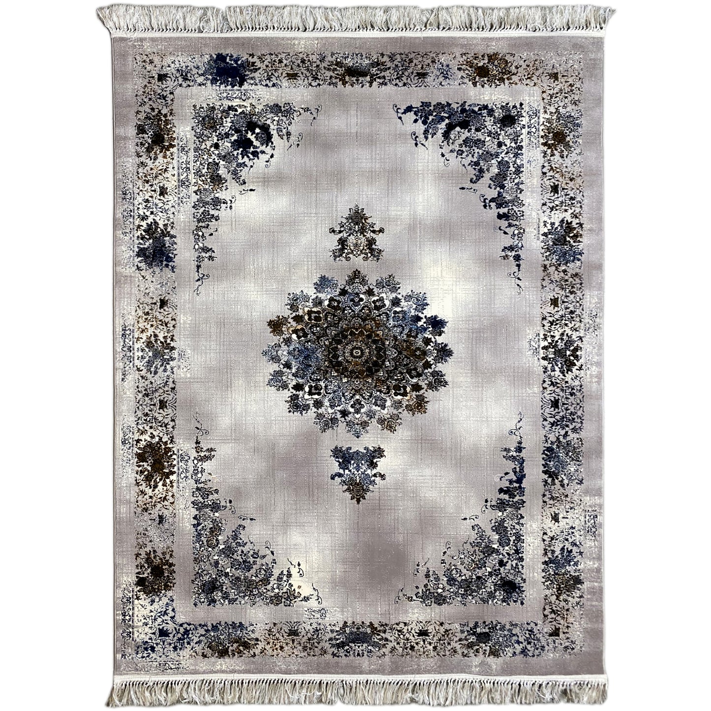 Teppich Polypropylen Medaillon Blau Braun 160x230 für Wohnzimmer

