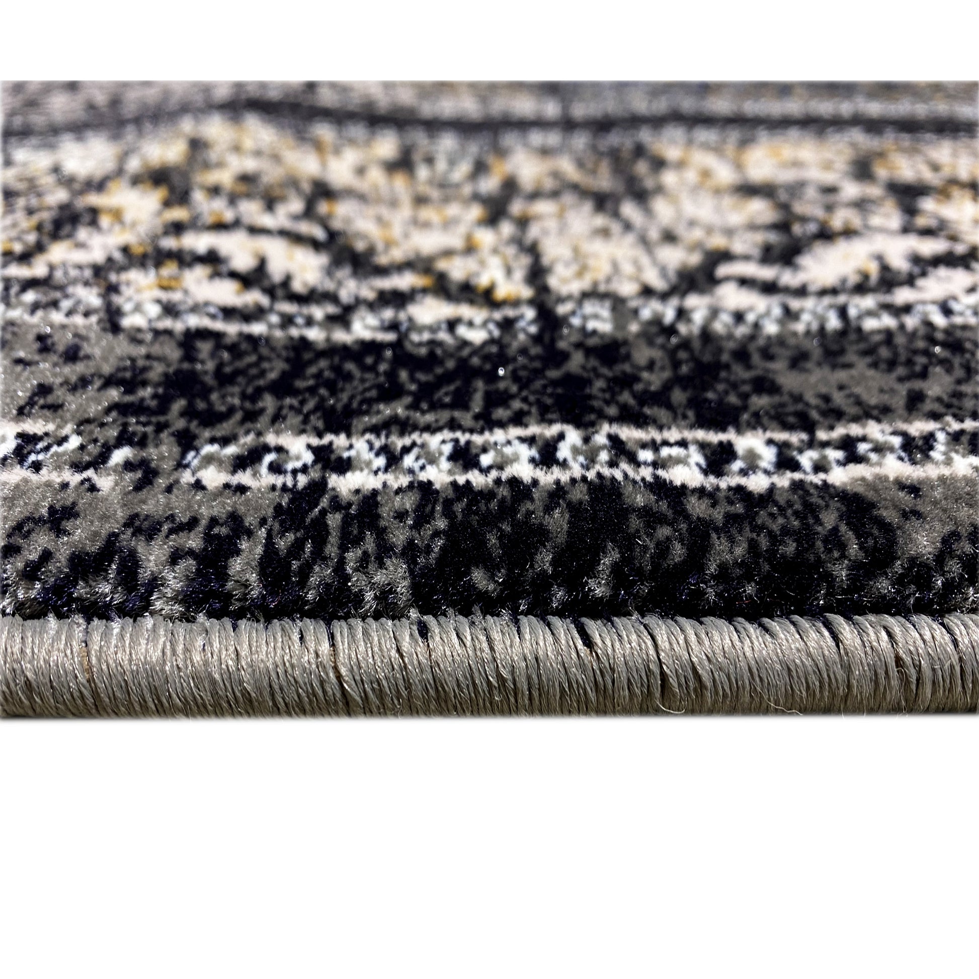 Persischer Stil Teppich Medaillon Schwarz Grau 160x230 weiche Haptik

