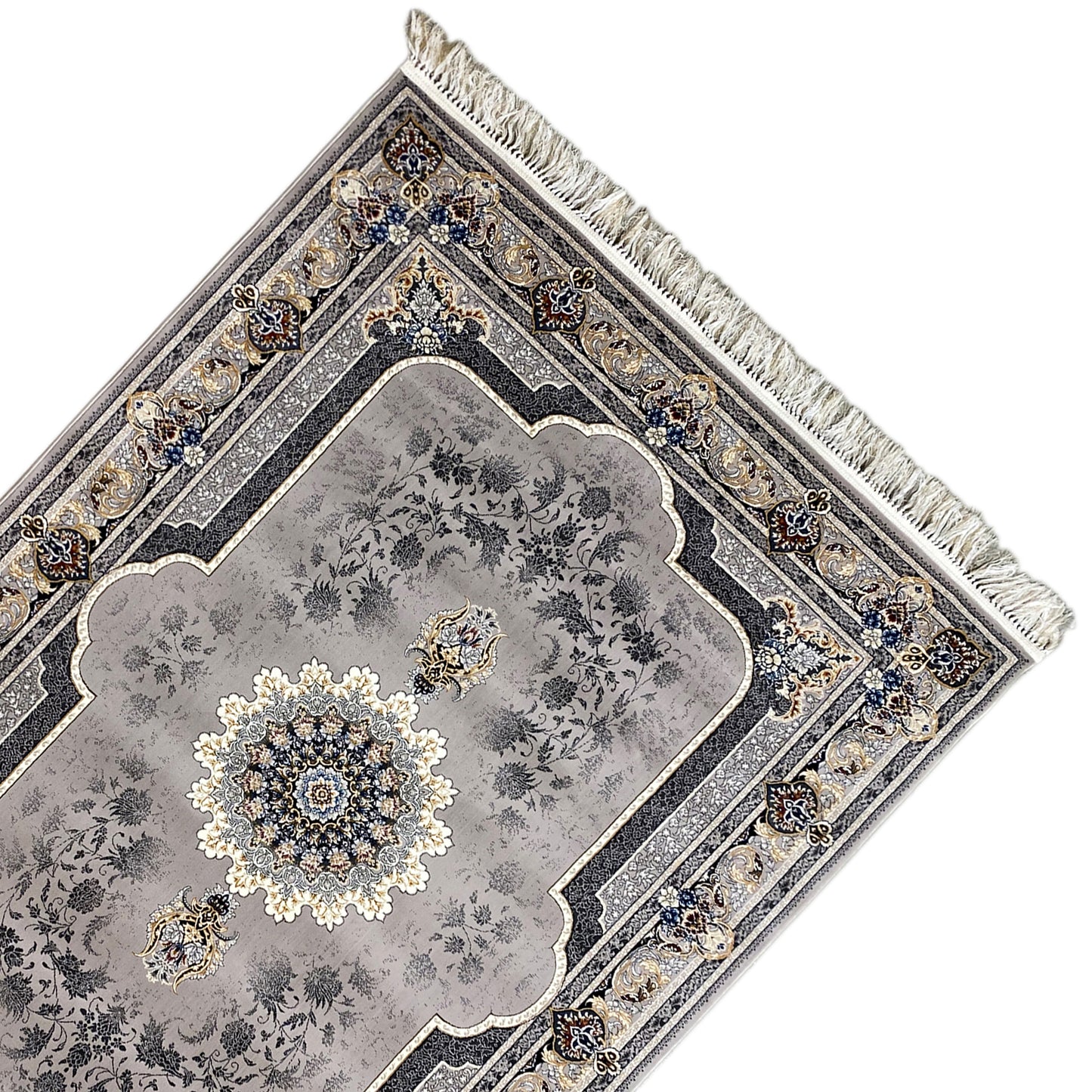 Teppich mit Medaillon Grau Creme 160x230 Großes Wohnzimmer

