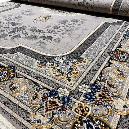 Area Rug Polypropylen Medaillon Creme Grau 160x230 Schlafzimmer

